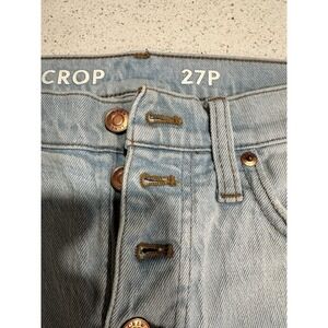 Women's J Crew Demi Boot Crop Button Front Jeans SZ 27P Light Denim Wash SEE PIC